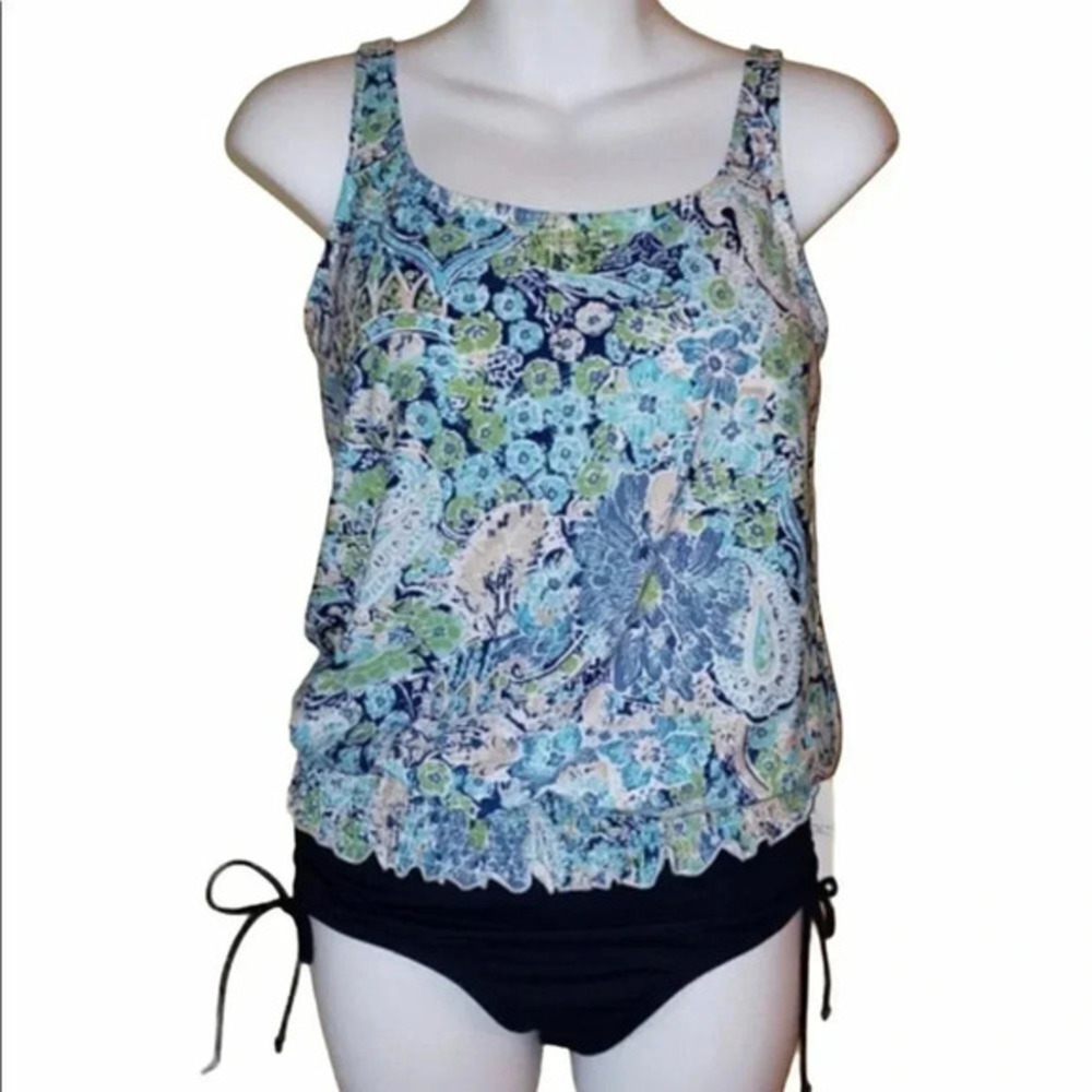 Floral tankini with cinched waist size 8
